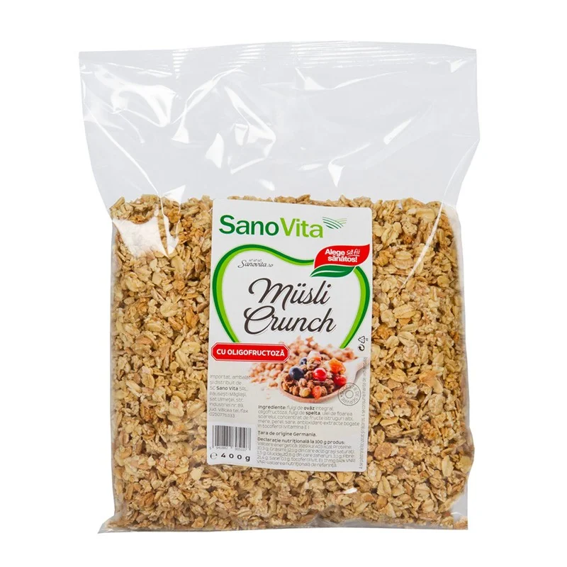 Musli crunch cu oligofructoza, 400g, SanoVita