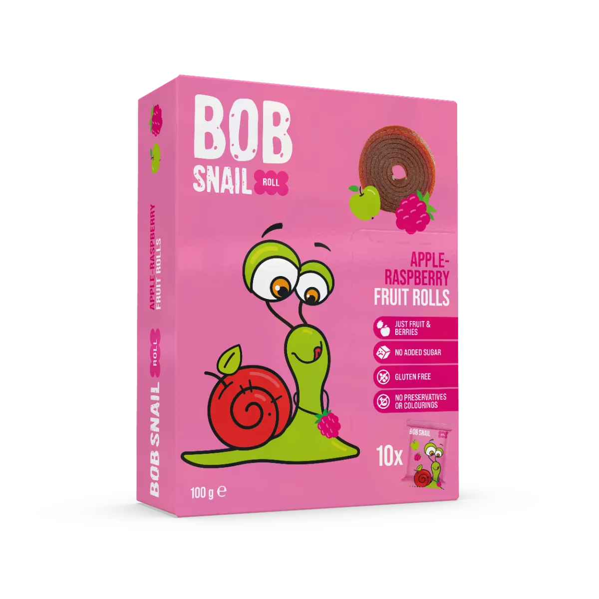 Rulou din mere si zmeura, 100g, Bob Snail