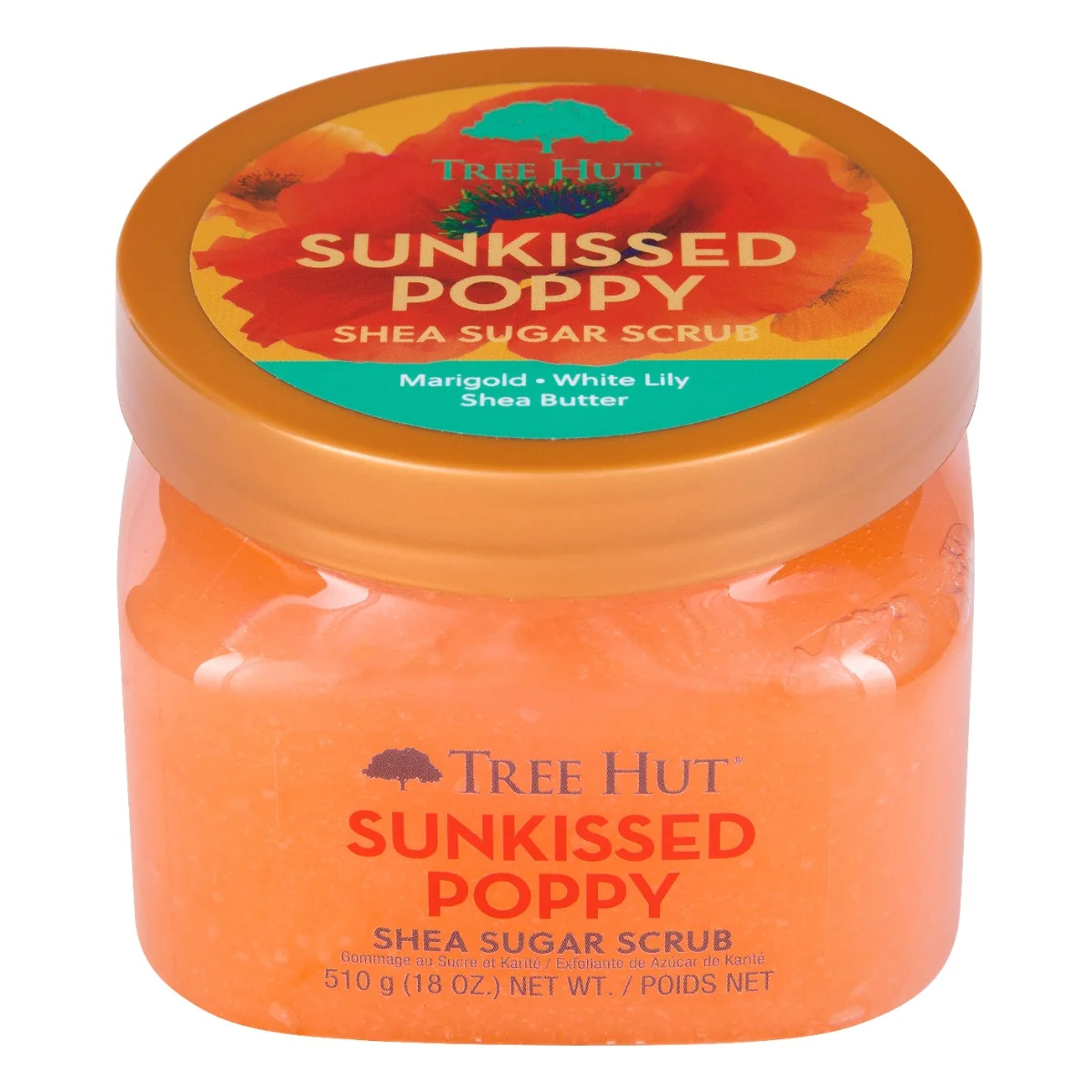 Scrub de corp Sunkissed Poppy Shea Sugar, 510g, Tree Hut
