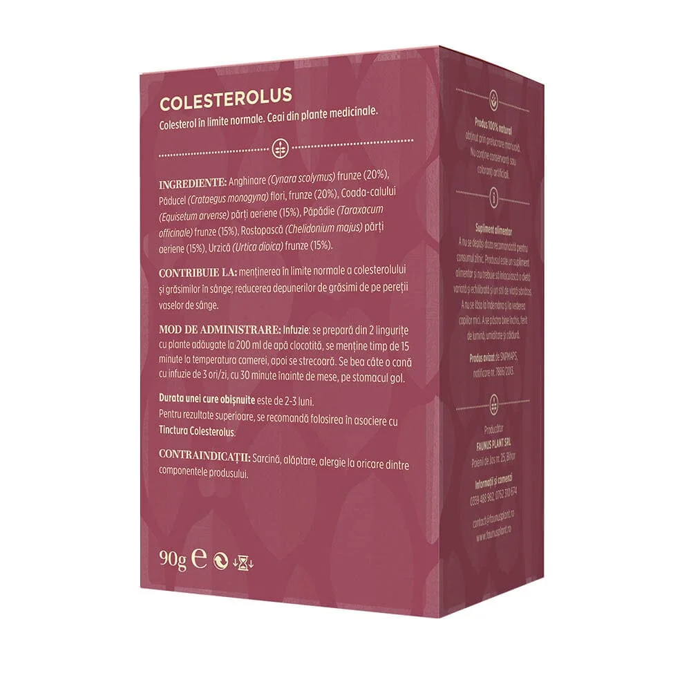 Ceai pentru colesterol si trigliceride marite Colesterolus, 90g, Faunus Plant