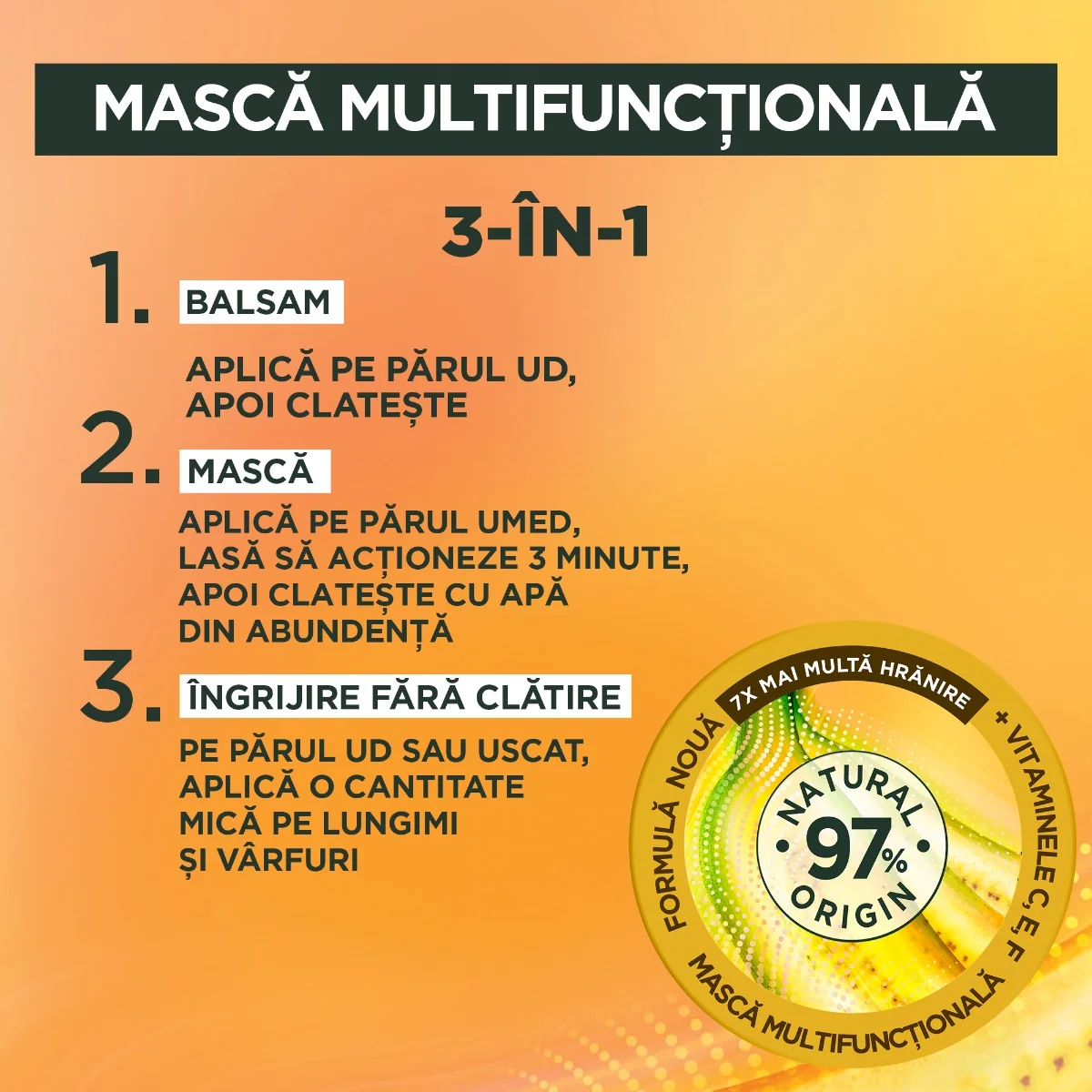 Masca hranitoare pentru parul uscat Hair Food Banana, 390ml, Fructis