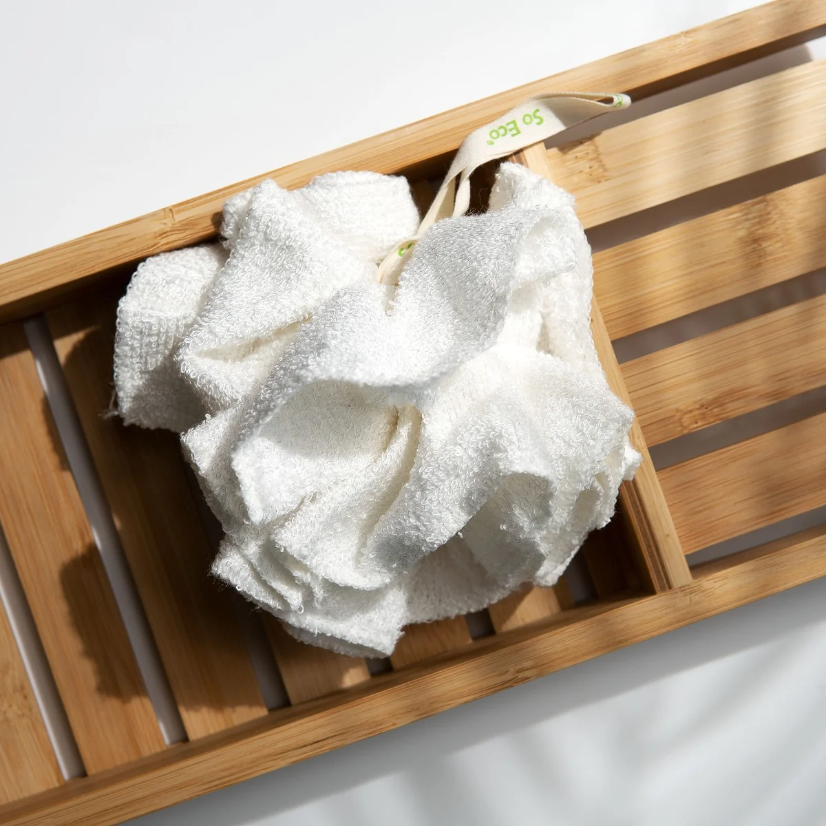 Puf ecologic din bambus pentru baie si dus, 1 bucata, So Eco