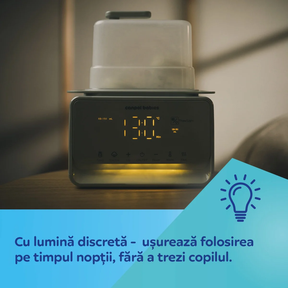 Incalzitor biberoane si sterilizator cu termostat si lampa de veghe 12/218, 1 bucata, Canpol babies