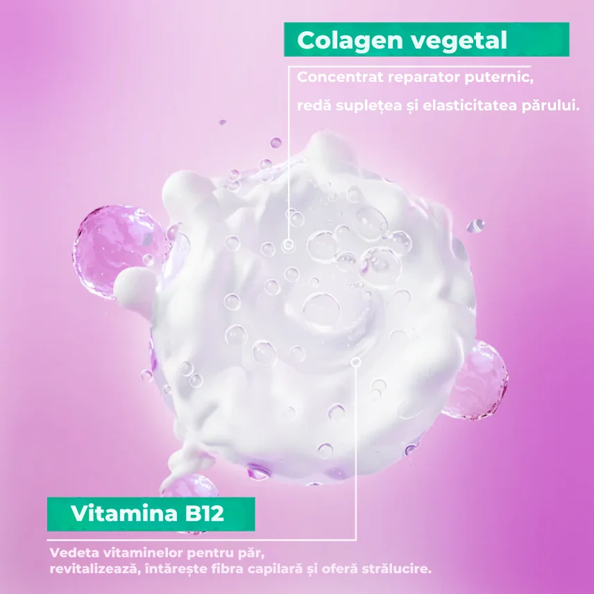 Sampon reparator pentru par foarte deteriorat cu Vitamina B si Colagen vegetal, 250ml, Energie Fruit