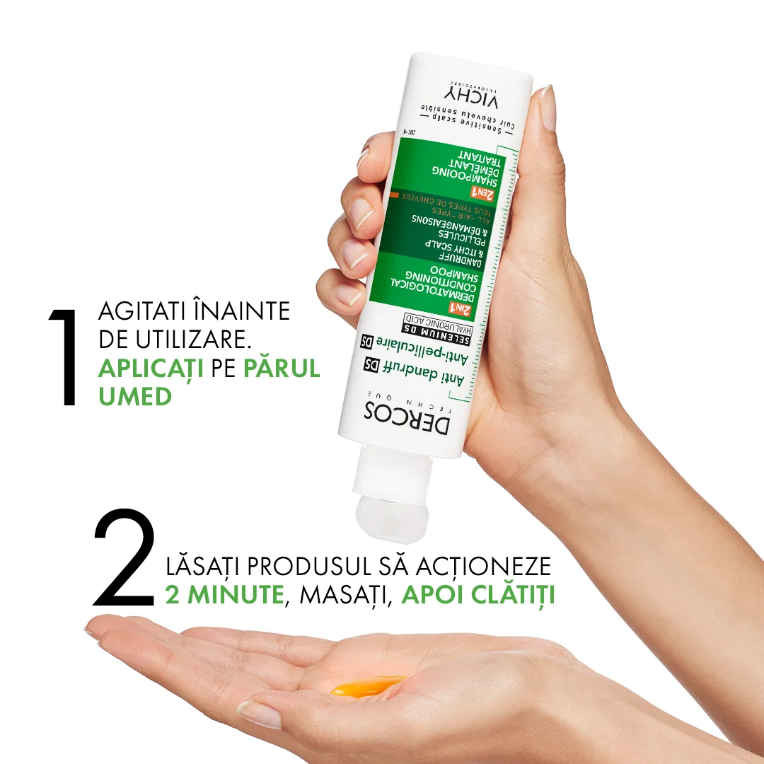 Sampon si balsam 2 in 1 anti-matreata pentru toate tipurile de par Dercos, 200ml, Vichy