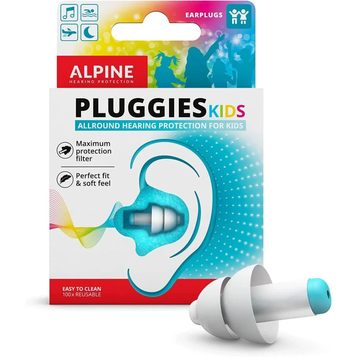Dopuri de urechi antifonice reutilizabile pentru copii de la 3-12 ani SNR 25 Pluggies Kids ALP23541, 1 bucata, Alpine