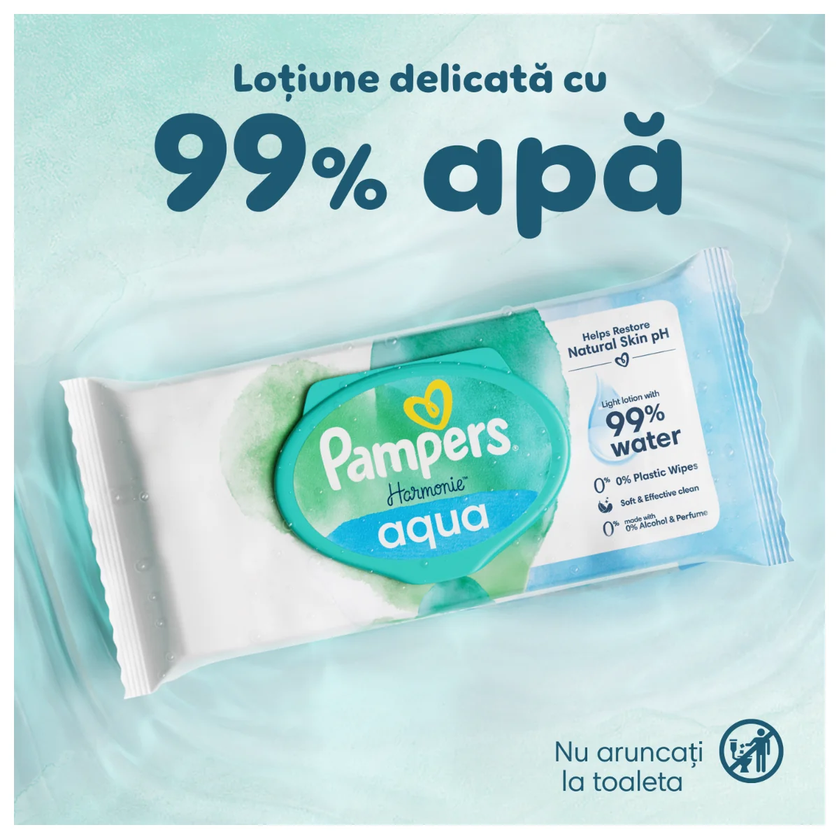 Pachet servetele umede Aqua Harmonie, 15 x 48 bucati, Pampers