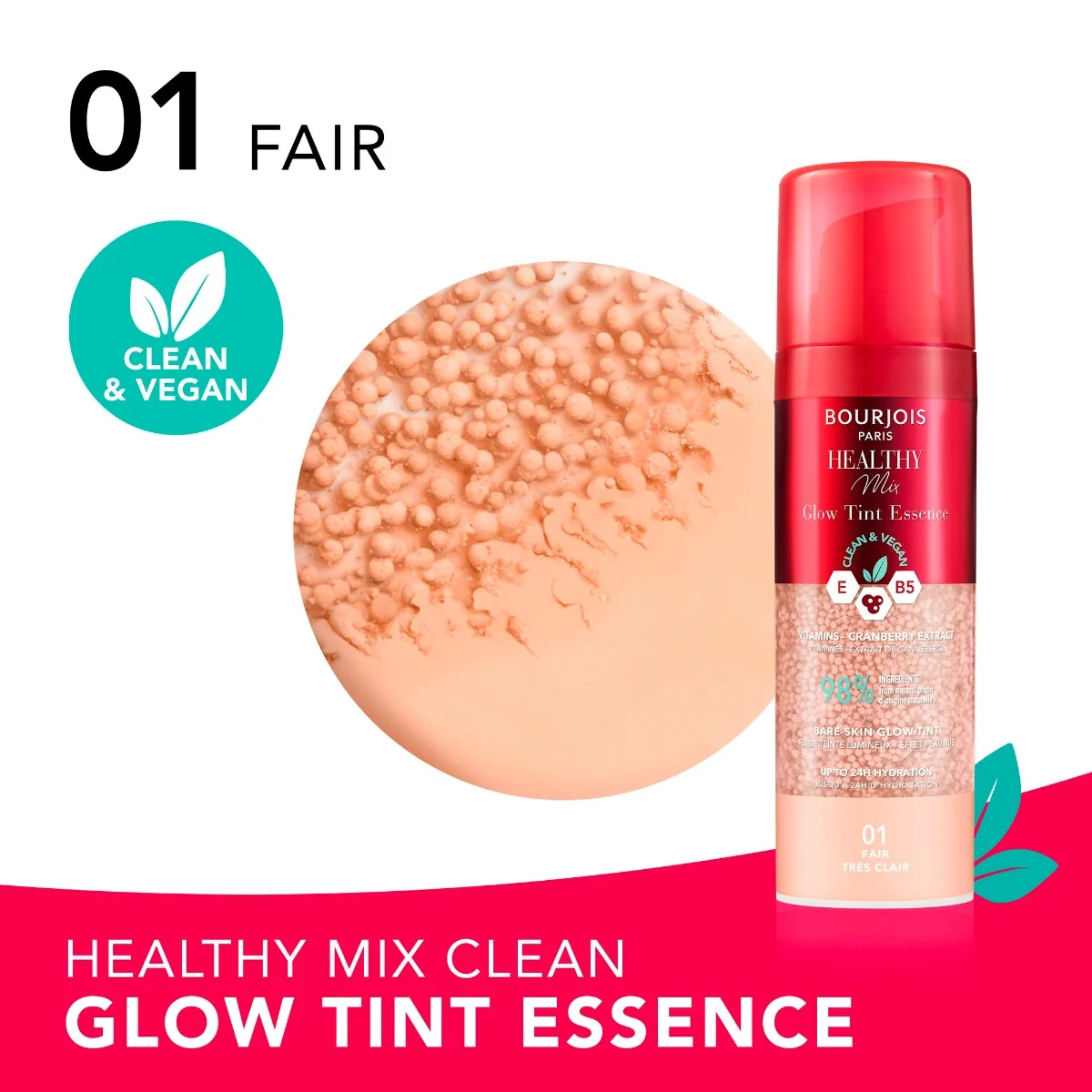 Crema coloranta Healthy Mix Glow Tint Essence 01 Fair, 30ml, Bourjois