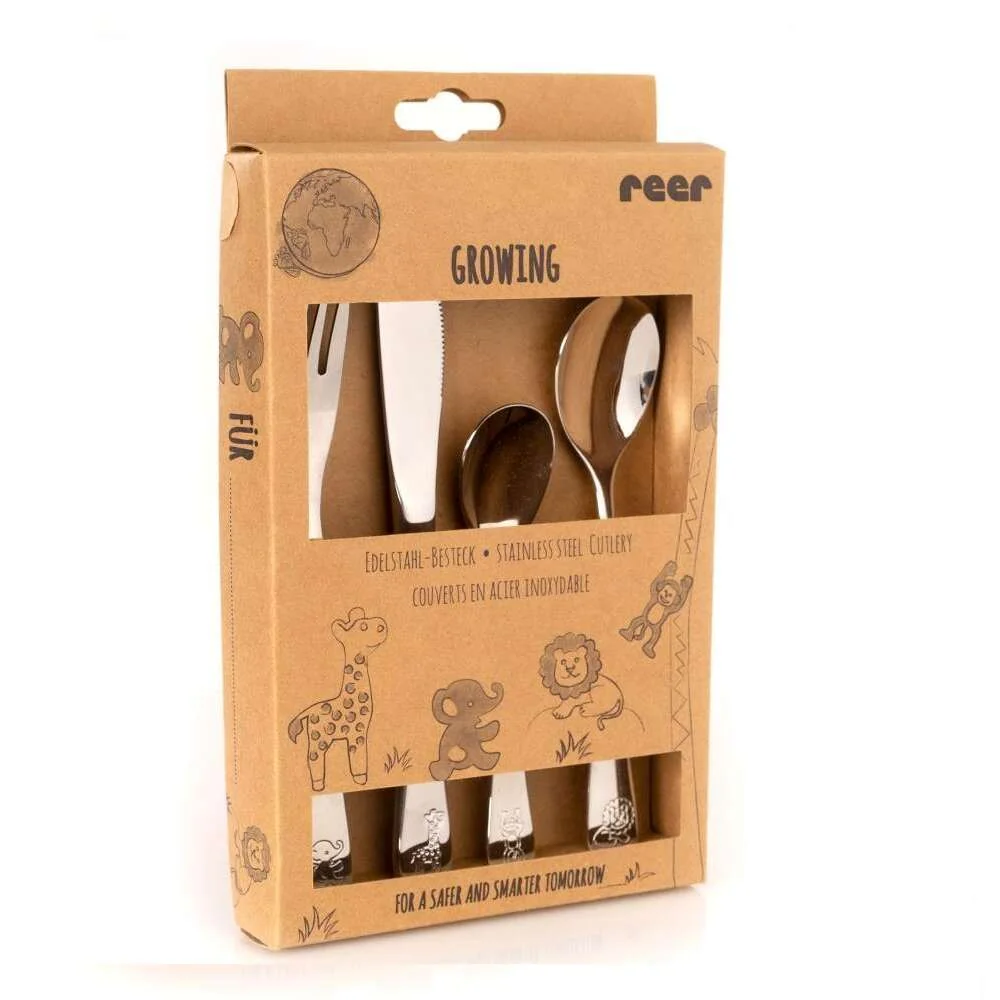 Set 4 tacamuri pentru copii din otel inoxidabil cromat, 1 bucata, Reer
