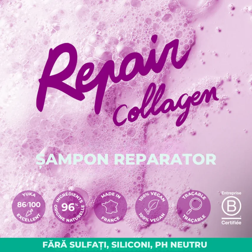 Sampon reparator pentru par foarte deteriorat cu Vitamina B si Colagen vegetal, 250ml, Energie Fruit