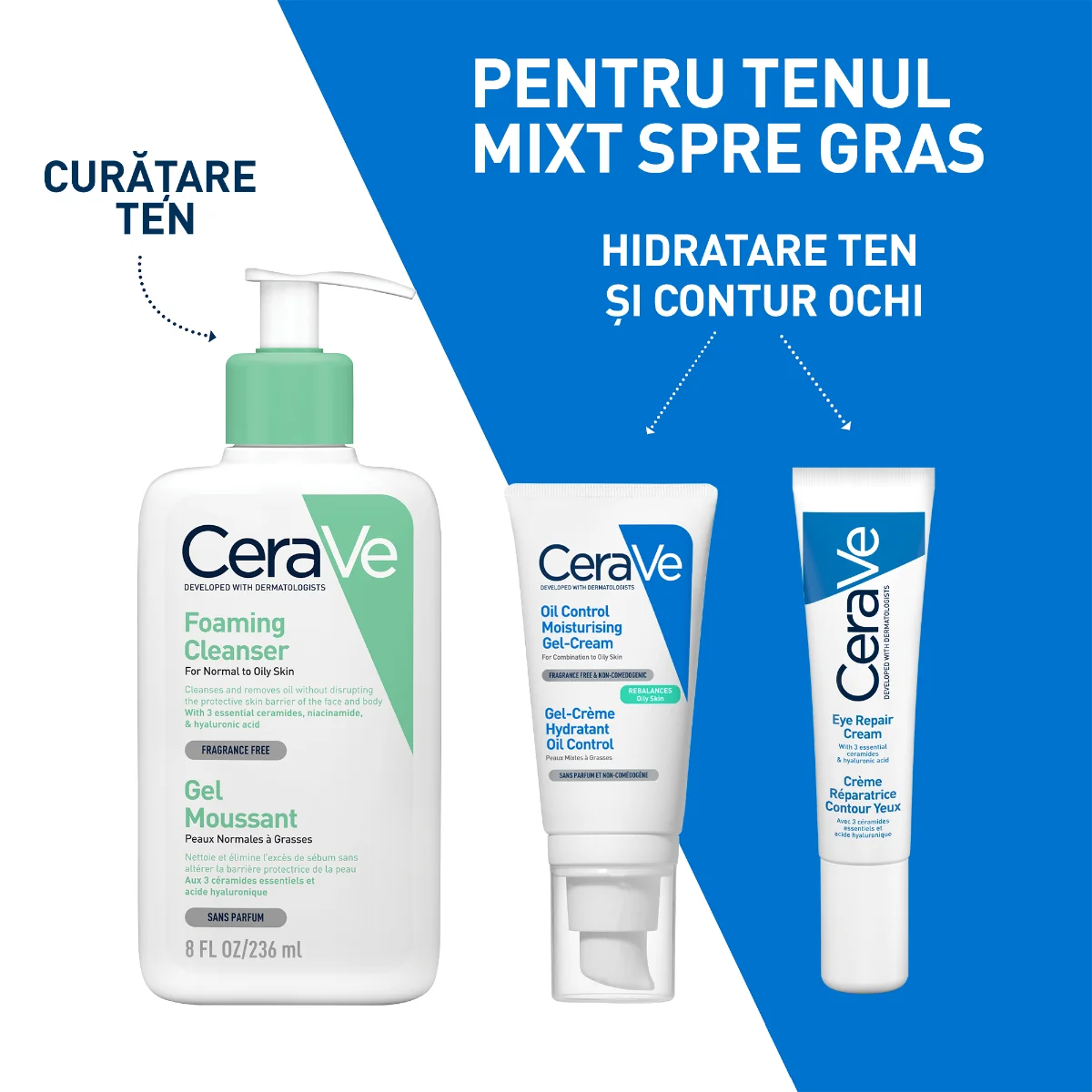 Gel-crema cu efect hidratant pentru ten mixt spre gras Oil-Control, 52ml, CeraVe