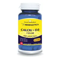 Calciu + D3 cu Vitamina K2, 30 capsule, Herbagetica