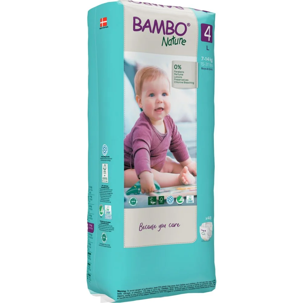Scutece Ecolabel Tall Nr. 4 pentru 7-14 kg, 48 bucati, Bambo Nature