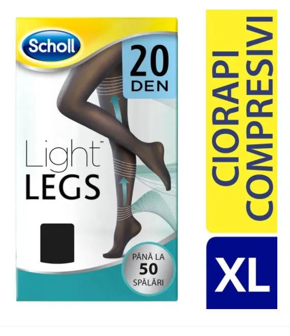 Ciorapi compresivi Light Legs 20 DEN Negru XL, 1 set, Scholl