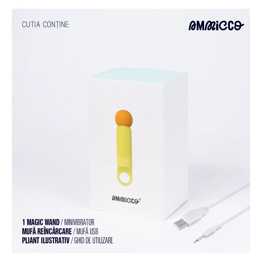Mini vibrator cu 10 frecvente de vibratie si rezistent la apa Bagheta Magica, 1 bucata, Ammicco