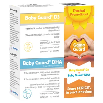 Pachet Baby Guard D3 40 capsule + Baby Guard DHA 30 capsule, Evital