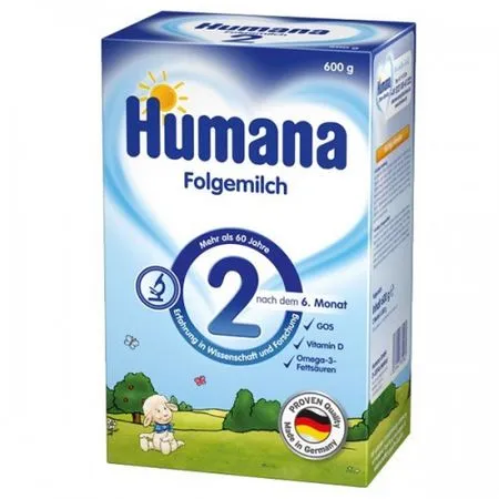 Lapte praf GOS 2, incepand de la 6 luni, 600 g, Humana
