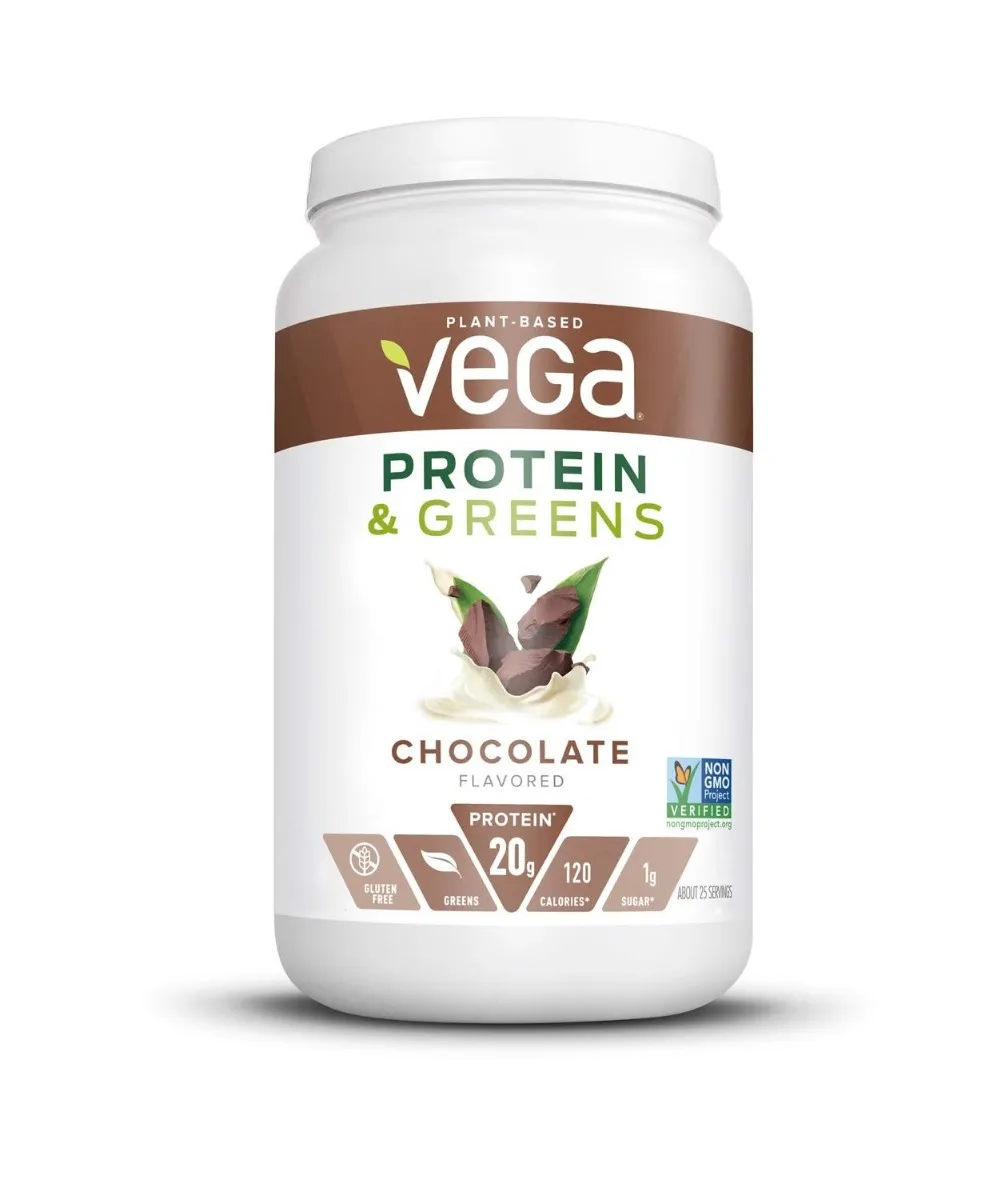 Proteina vegetala si verdeturi cu aroma de ciocolata, 618g, Vega
