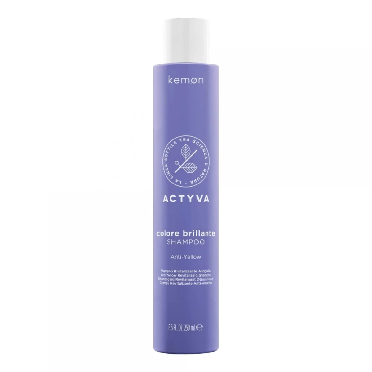 Sampon par blond cu pigment violet Anti-Yellow Actyva Colore Brillante, 250ml, Kemon