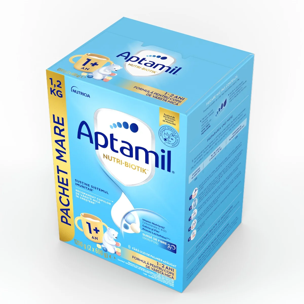 Formula de lapte pentru copii de varsta mica 1-2 ani NUTRI-BIOTIK 1+, 1200g, Aptamil