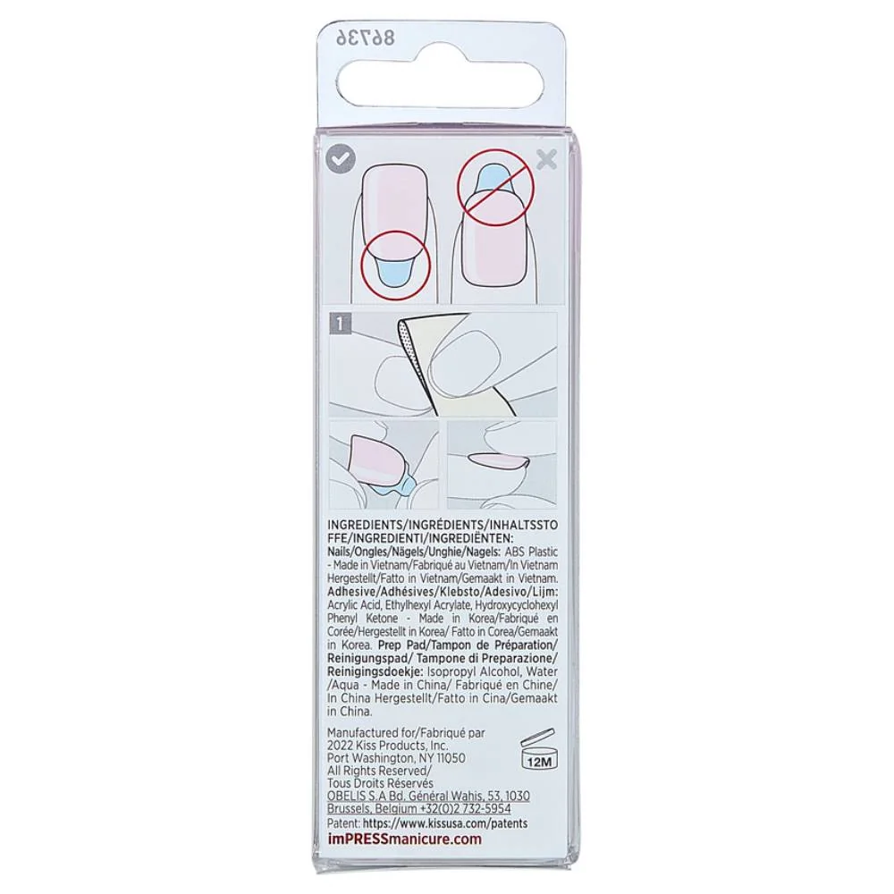 Unghii false Impress Pink Dream, 30 bucati, Kiss