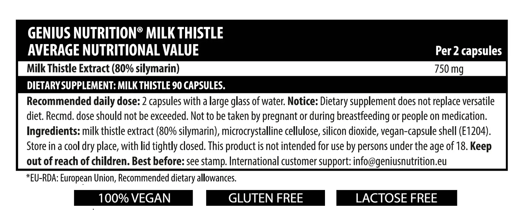 Milk Thistle, 90 capsule, Genius Nutrition 