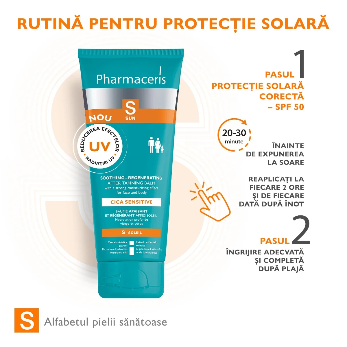 Balsam calmant si regenerant dupa plaja Cica Sensitive, 200ml, Pharmaceris