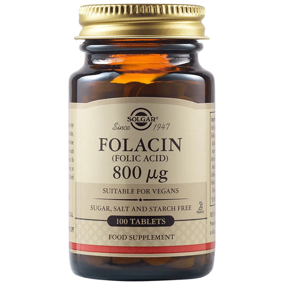 Acid folic Folacin 800mcg, 100 tablete, Solgar