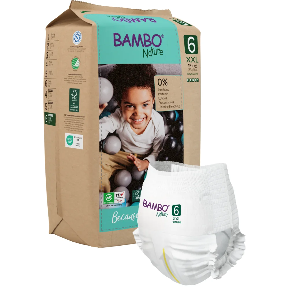 Scutece Eco Paper Bag Pants Marimea Nr. 6 pentru 15+ kg, 90 bucati, Bambo Nature