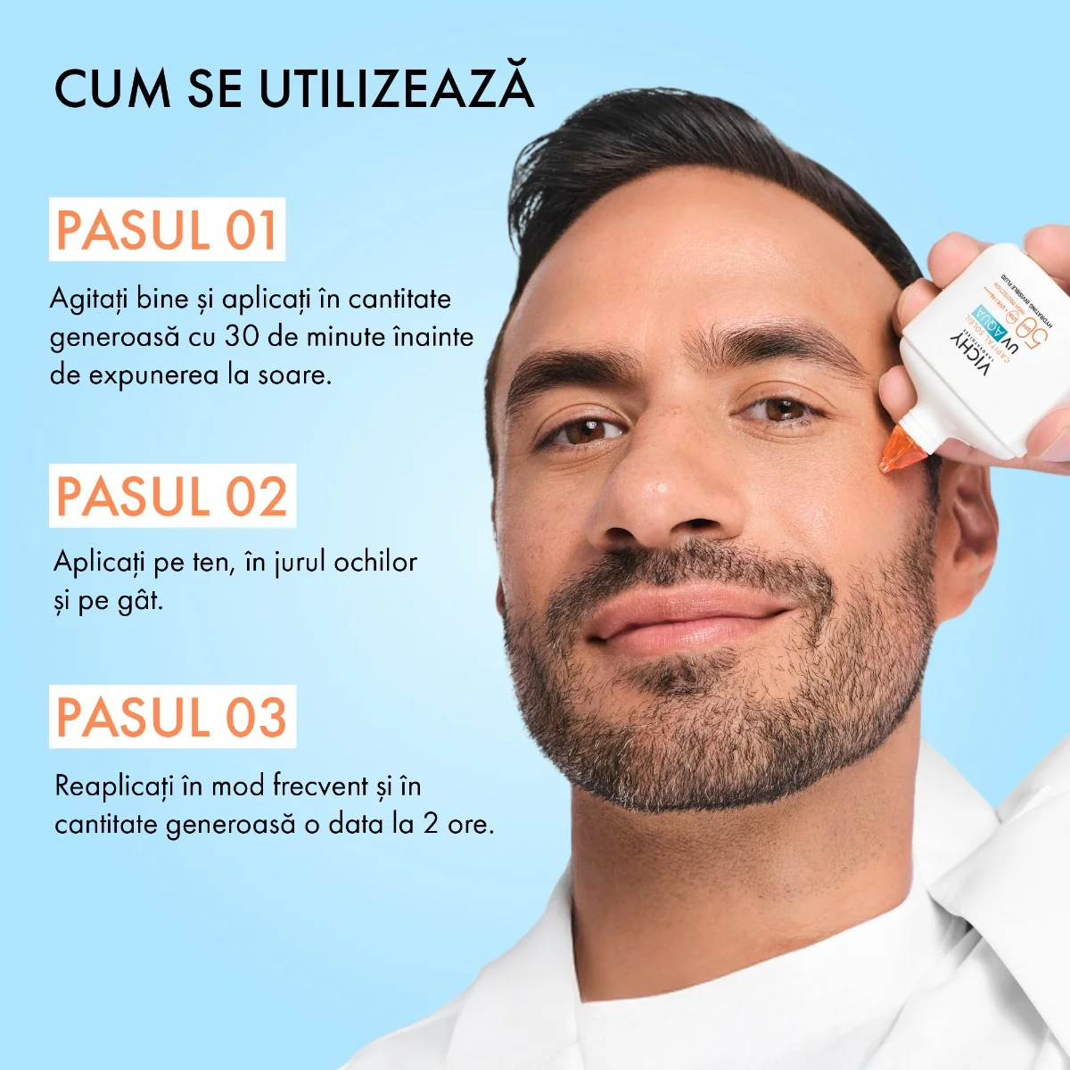 Fluid invizibil hidratant SPF 50 Capital Soleil UV AQUA, 50ml, Vichy