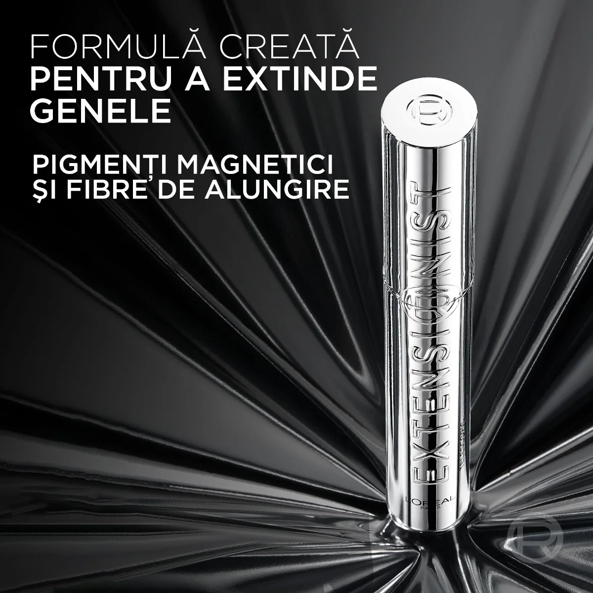 Mascara cu efect de alungire si curbare Telescopic Extensionist Black, 9.9ml, L'Oreal Paris 