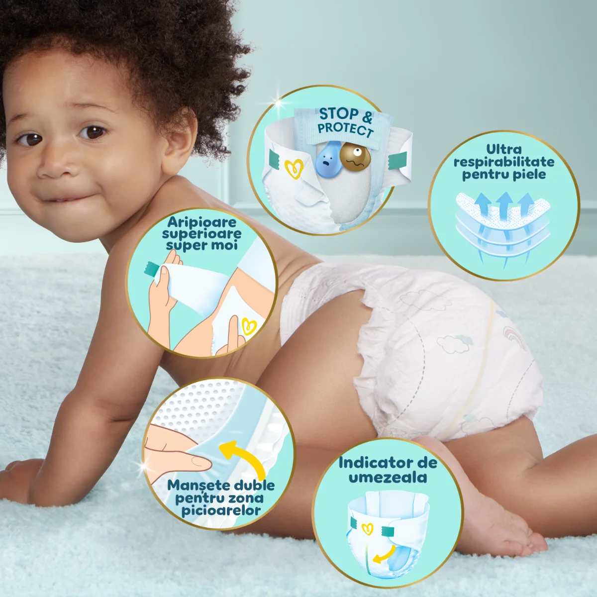 Scutece Premium Care XXL Marimea 3 pentru 6-10 kg, 200 bucati, Pampers