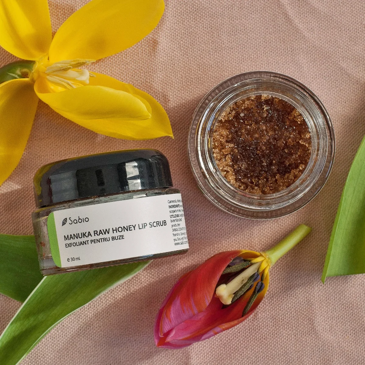 Exfoliant pentru buze cu miere de Manuka Raw, 30ml, Sabio