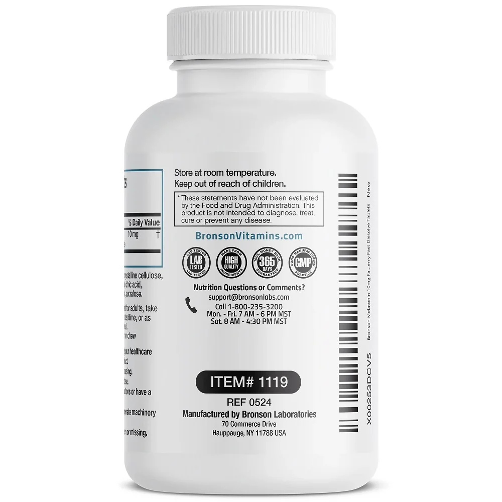 Melatonina 10mg Cherry Flavour, 100 tablete, Bronson Laboratories