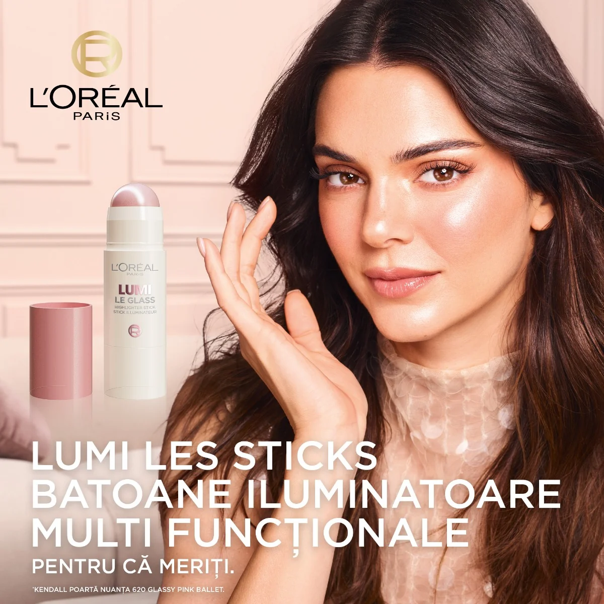 Baton iluminator multifunctional 620 Glassy Pink Ballet, 5g, L'Oreal Paris 