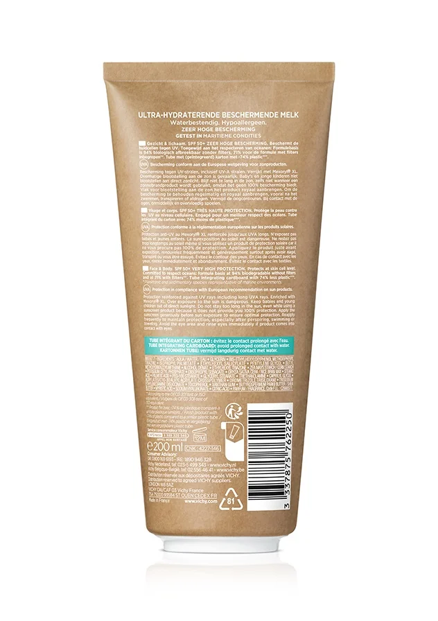 Lapte pentru protectie solara SPF 50+ pentru fata si corp conceput sustenabil Capital Soleil, 200ml, Vichy