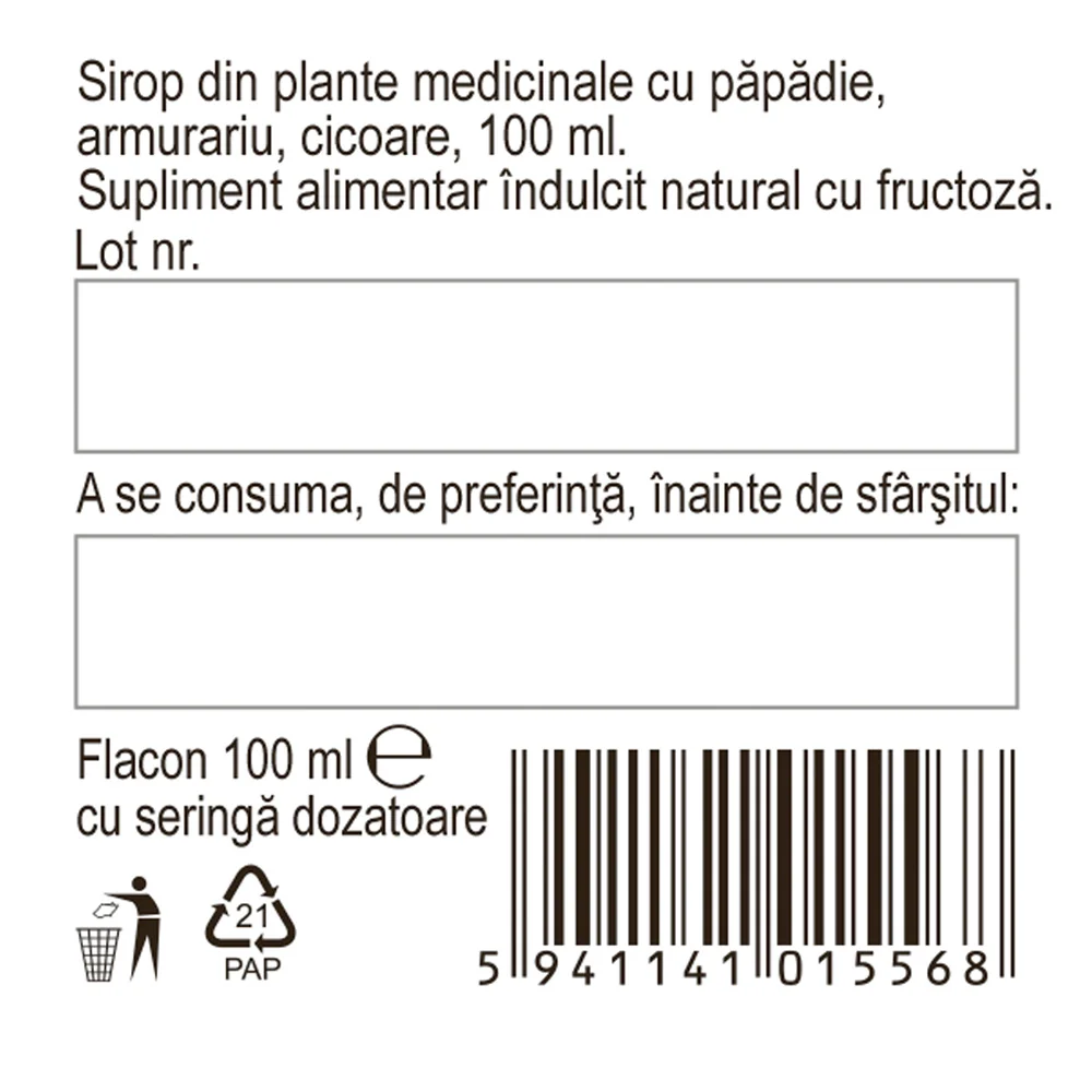 Sirop cu fructoza Hepatofit, 100ml, Fares