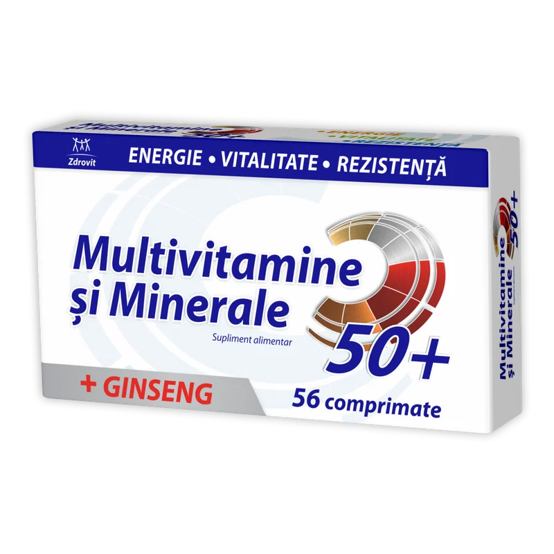 Multivitamine si Minerale cu Ginseng 50+, 56 comprimate, Zdrovit | Dr. Max Farmacia