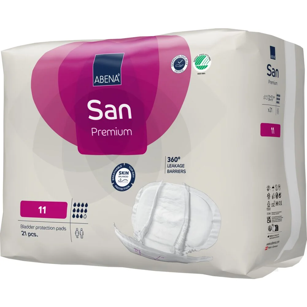 Absorbante anatomice pentru incontinenta moderata pana la severa San 11 Premium cu absorbtie 3400ml, 21 bucati, Abena