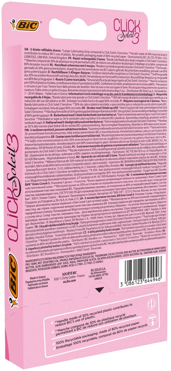 Pachet Aparat de ras Soleil 3 Click + Rezerve 4 bucati, BIC