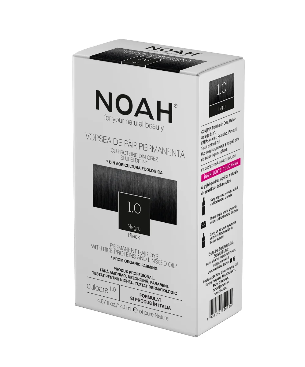 Vopsea de par naturala Negru (1.0), 140ml, Noah