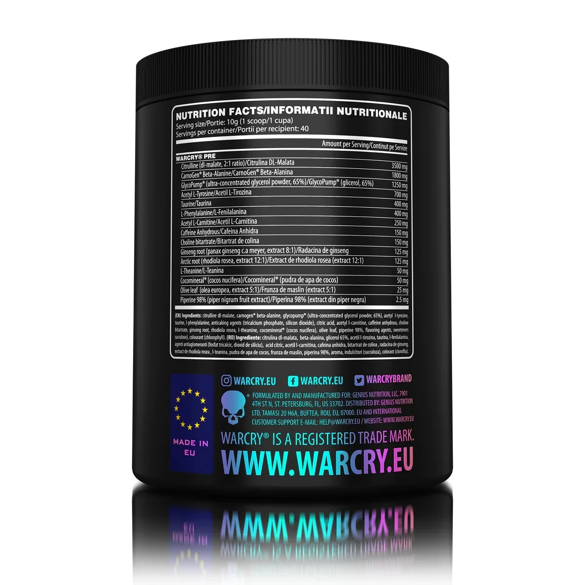Pre-Workout cu aroma Artic Rasberry Warcry, 400g, Genius Nutrition