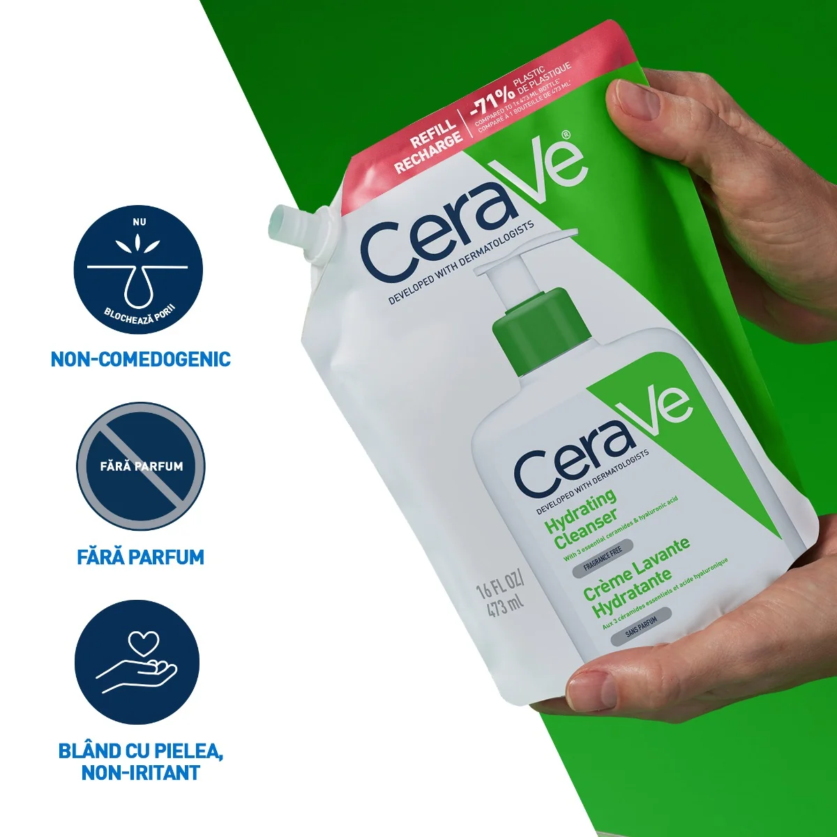 Rezerva Gel de spalare hidratant pentru piele normal-uscata, 473ml, CeraVe