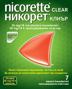 Nicorette® Clear 25mg/16h plasture transdermic, 7 plasturi, Johnson&Johnson 