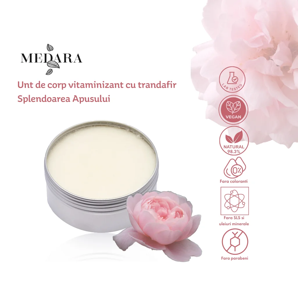 Unt de corp vitaminizant cu trandafir Splendoarea Apusului, 150ml, Medara