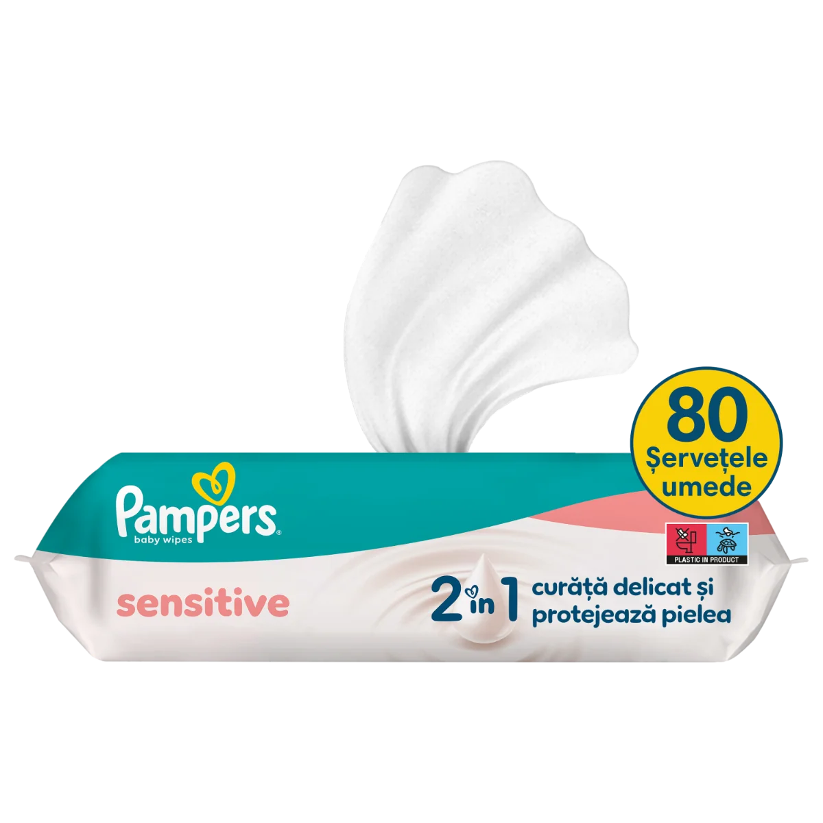 Servetele umede Sensitive, 80 bucati, Pampers