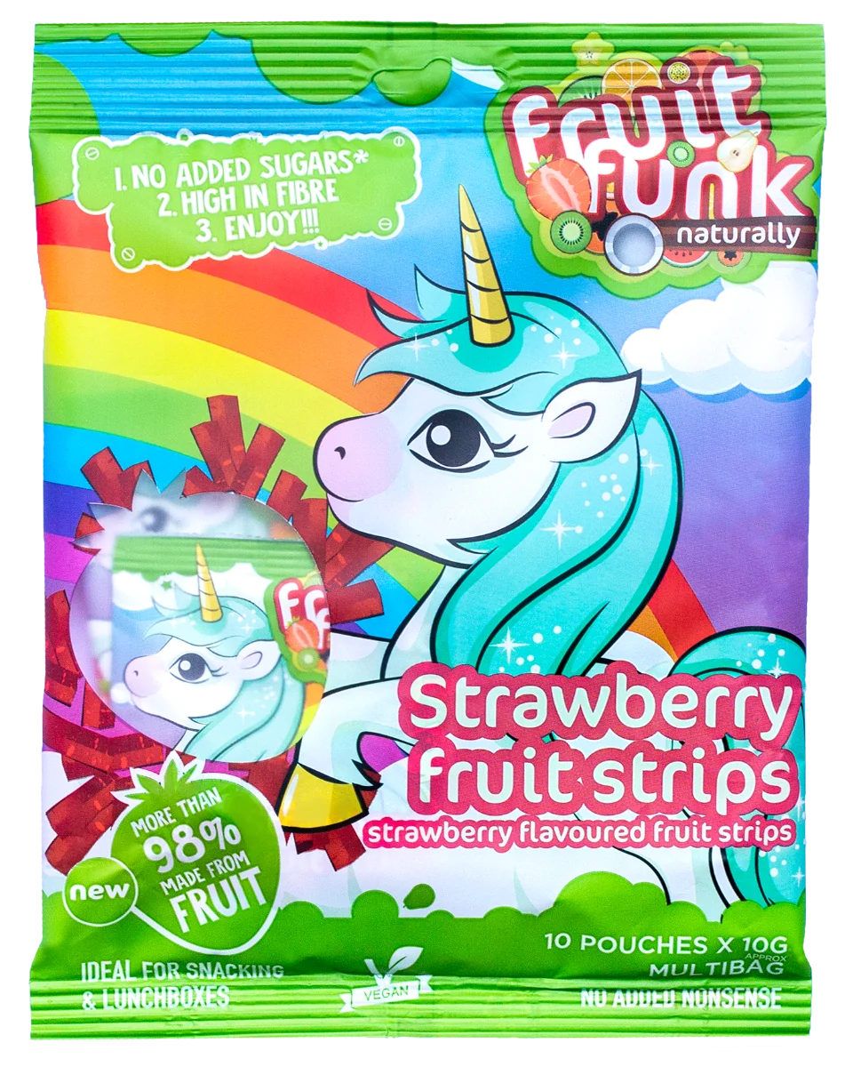 Gustare din fructe cu capsuni Unicorn, 100g, Fruit Funk