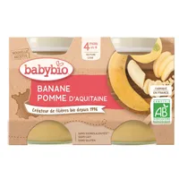 Piure de mere si banane Bio, 2 x 130g, BabyBio