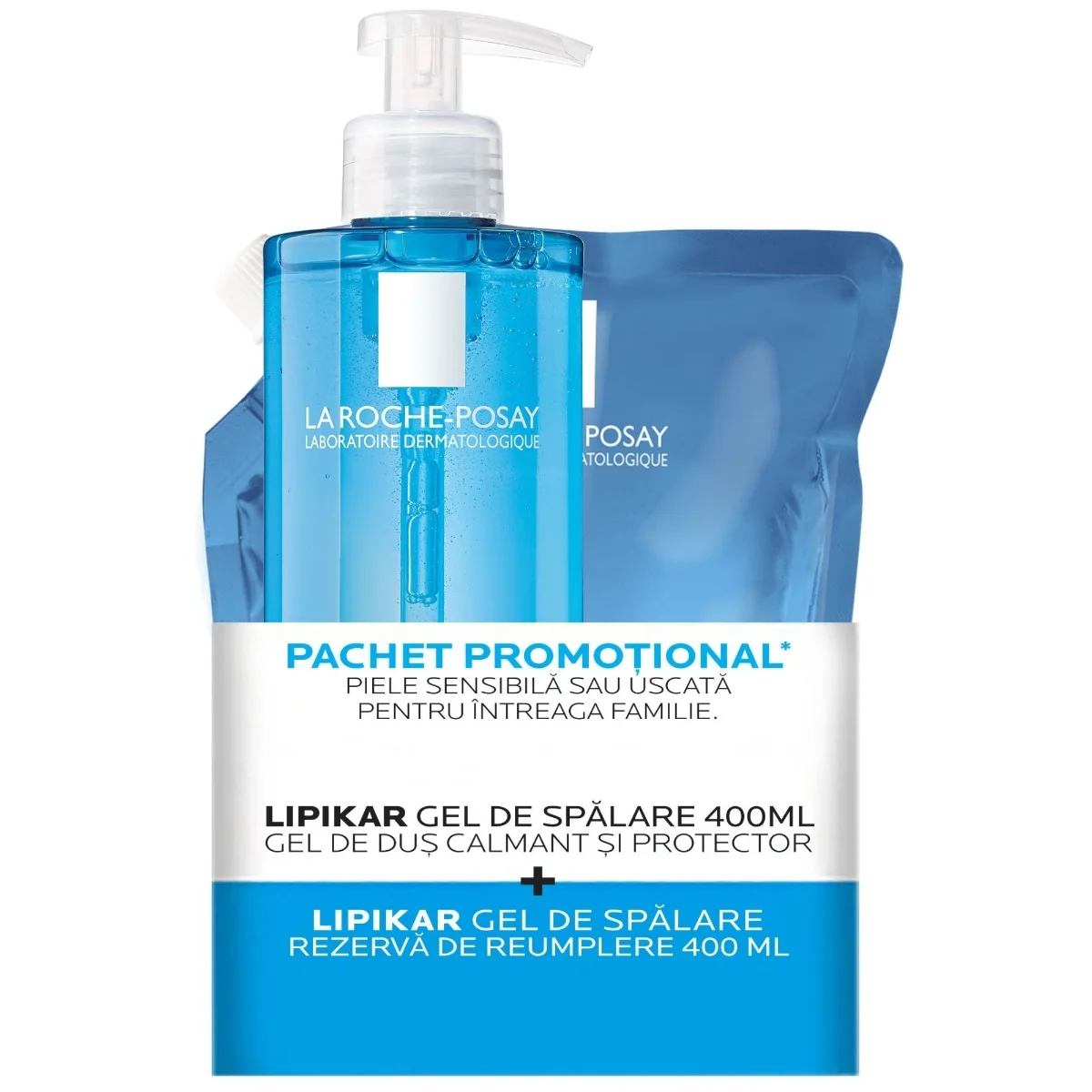Pachet Gel de spalare Lipikar AP+ 400ml + Rezerva 400ml, La Roche-Posay