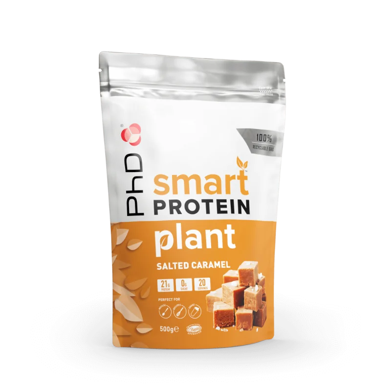 Pudra de proteine vegetale cu aroma de caramel sarat Smart Protein Plant, 500g, PhD